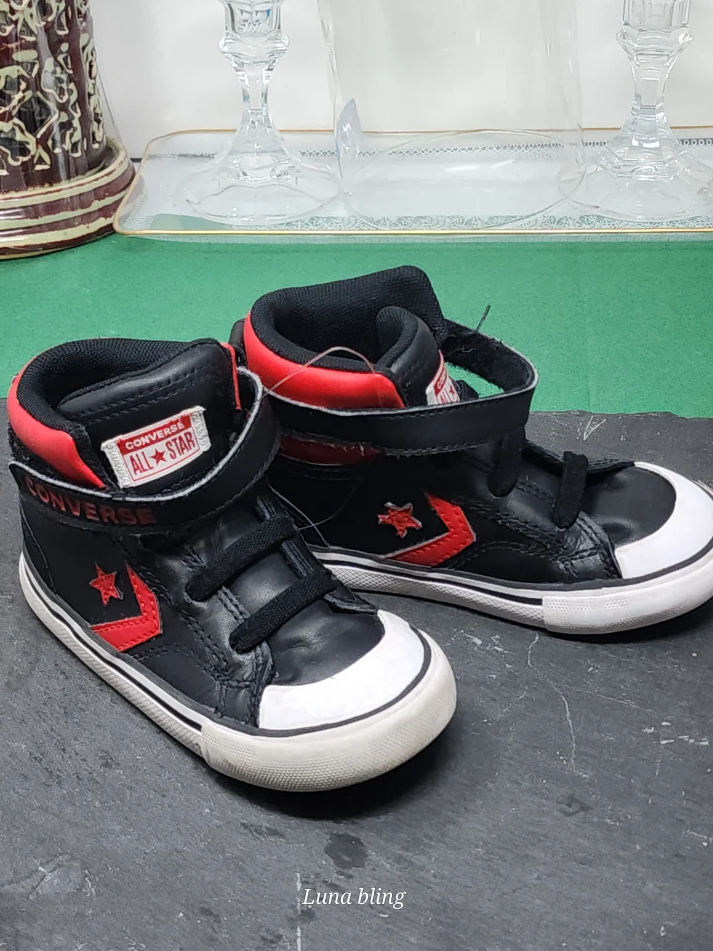 Converse Kids Black & Red High-Top Sneakers